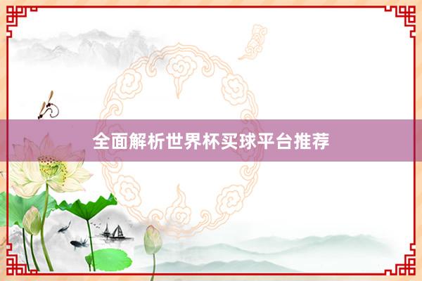 全面解析世界杯买球平台推荐