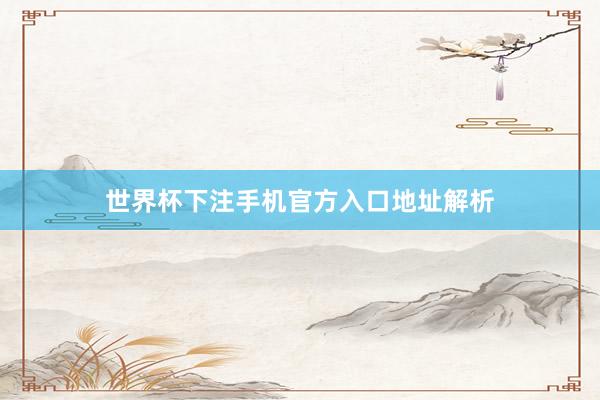 世界杯下注手机官方入口地址解析